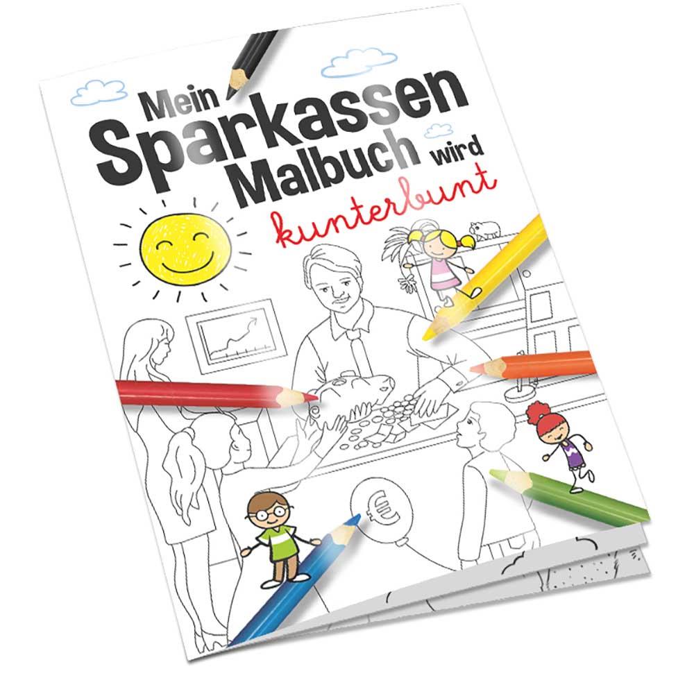 Malbuch / Mal-Set A6 - Sparkassen - Malset mit individuellen Vorder- und Rückseiten