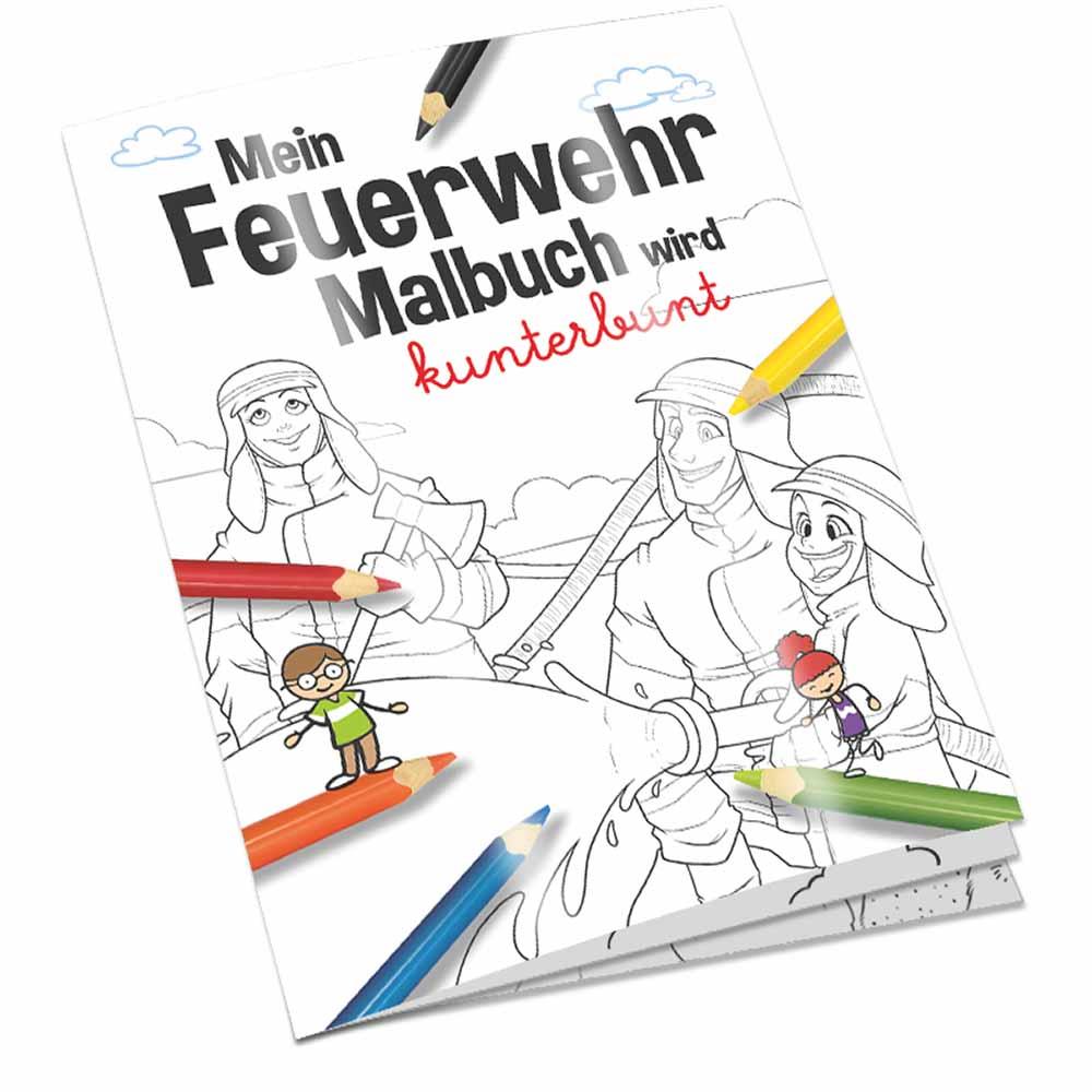 Malbuch / Mal-Set A6 - Feuerwehr - Malbuch mit 1-c Logoeindruck