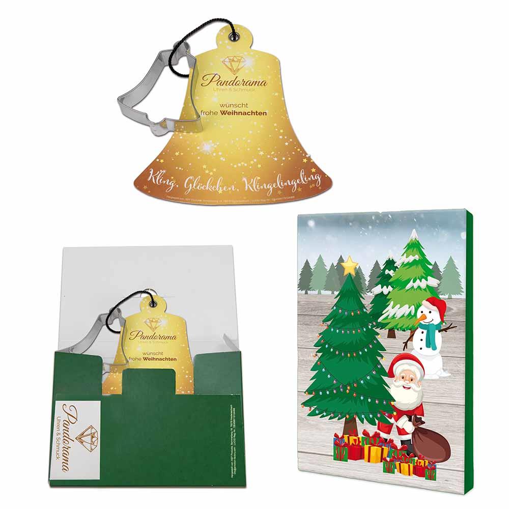 Backförmchen mit Rezeptblock Glocke - in weihnachtlicher Mappe (mit 1c-Logoeindruck)