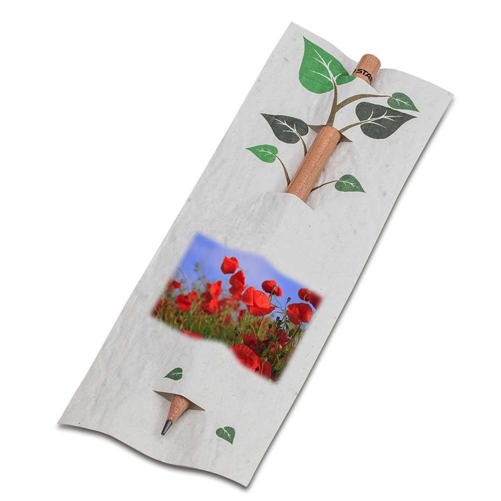 Bleistift im Samenpapieretui - Ostern - Mohnblume, Druck 4/0-c