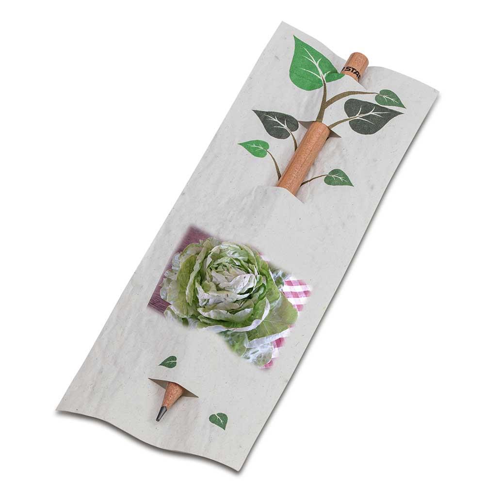Bleistift im Samenpapieretui - Ostern - Kopfsalat, Druck 4/0c, Lasergravur