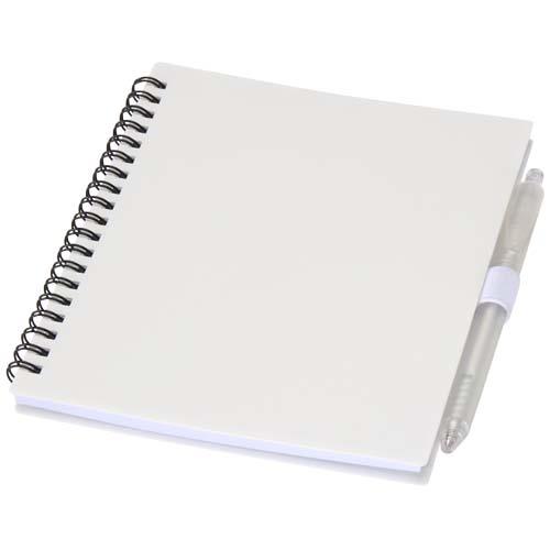 Niove Softcover Notizbuch aus recyceltem Kunststoff mit Kugelschreiber (blaue Mine)