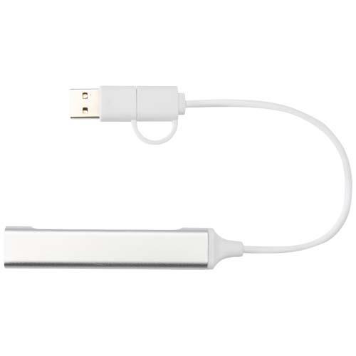 Alkaid 4 Port Hub aus recyceltem Aluminium mit USB-A- und Typ-C-Anschlüssen und zwei Eingängen