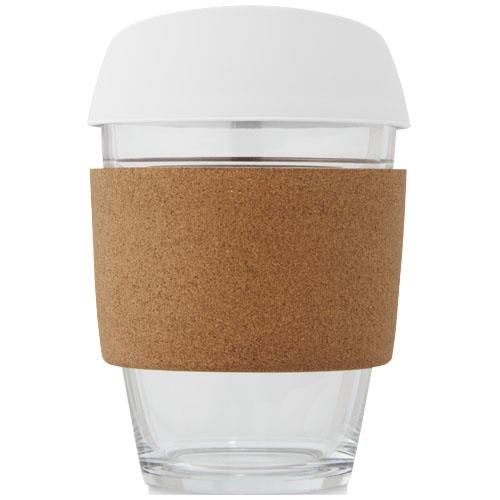Lidan 360 ml Becher aus Borosilikatglas mit Korkgriff und Silikondeckel