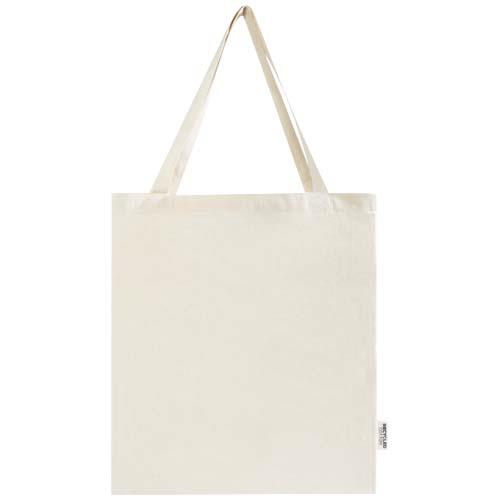 Madras 140 g/m² Baumwoll Tragetasche mit Seitenfalten aus GRS recycelter Baumwolle 12L