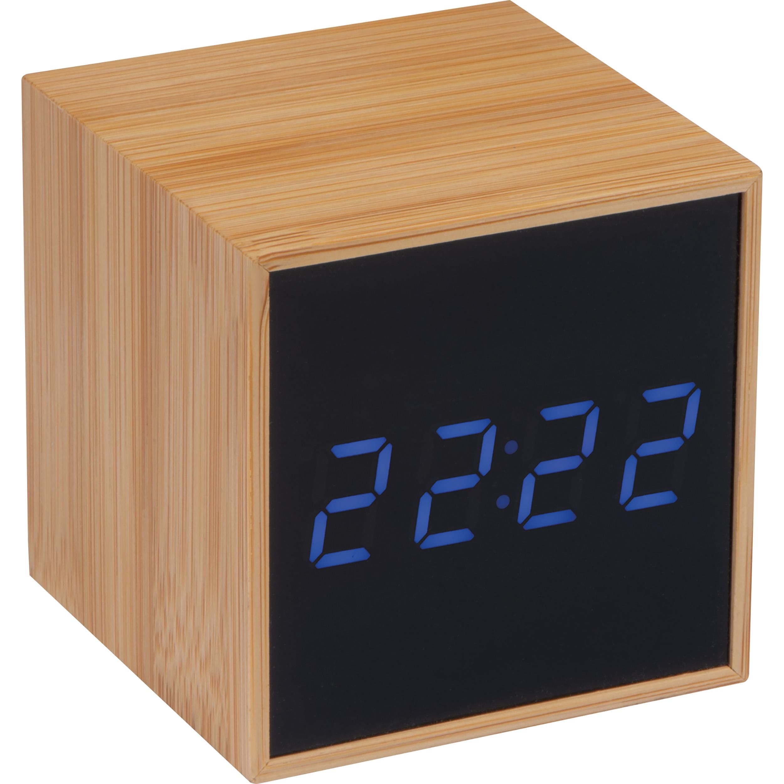 Tischuhr mit schwarzem Display und blauer LED Anzeige EILEEN