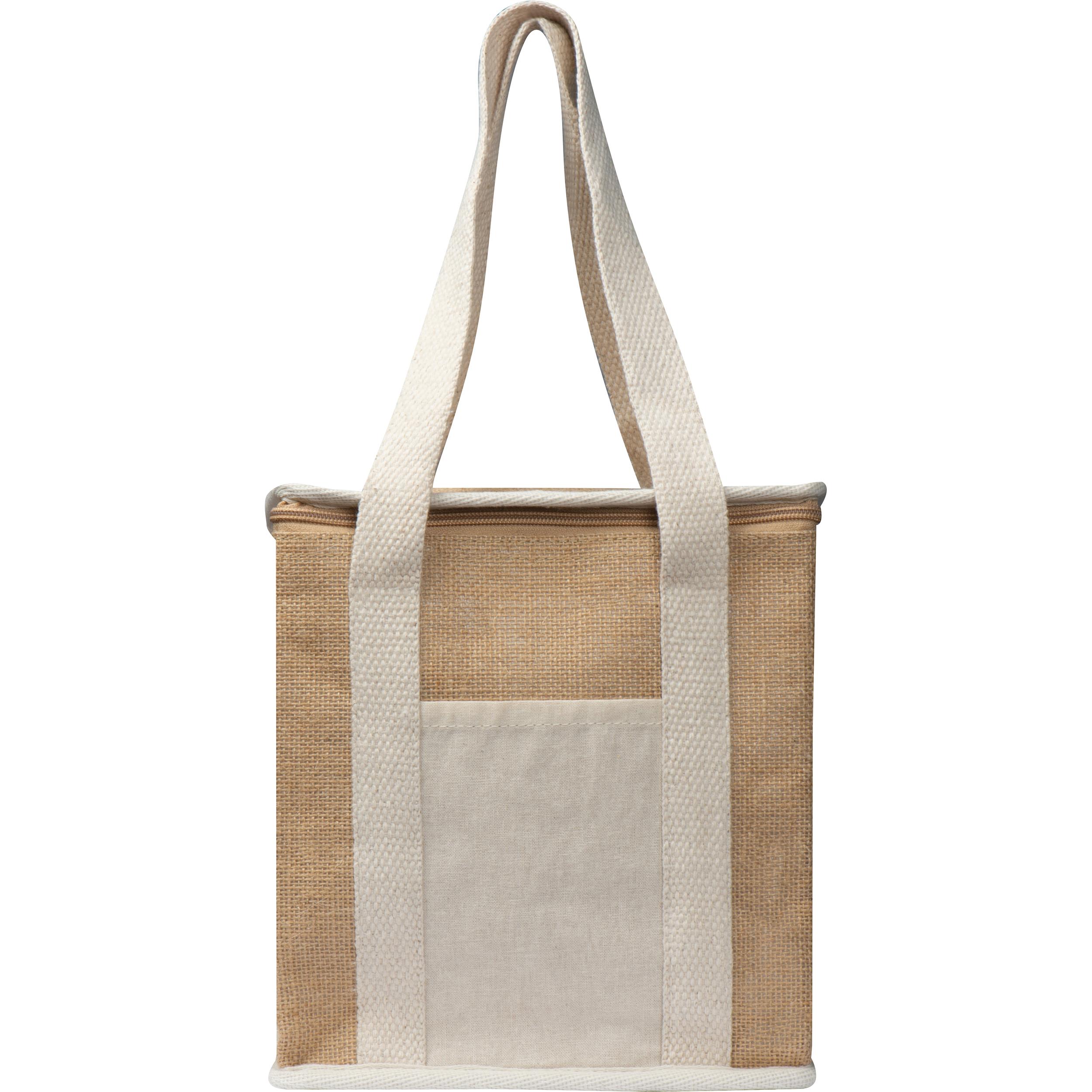 Jute Kühltasche mit langen Henkeln