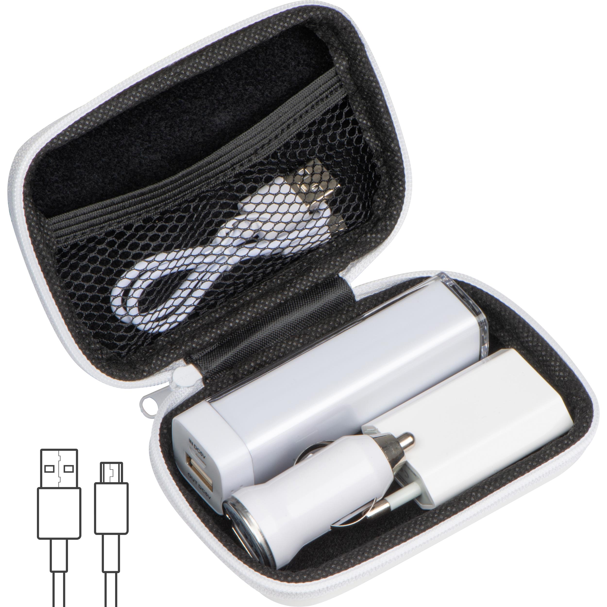 Travel Set Powerbank, EU-Stecker und USB Ladegerät JUSTIN