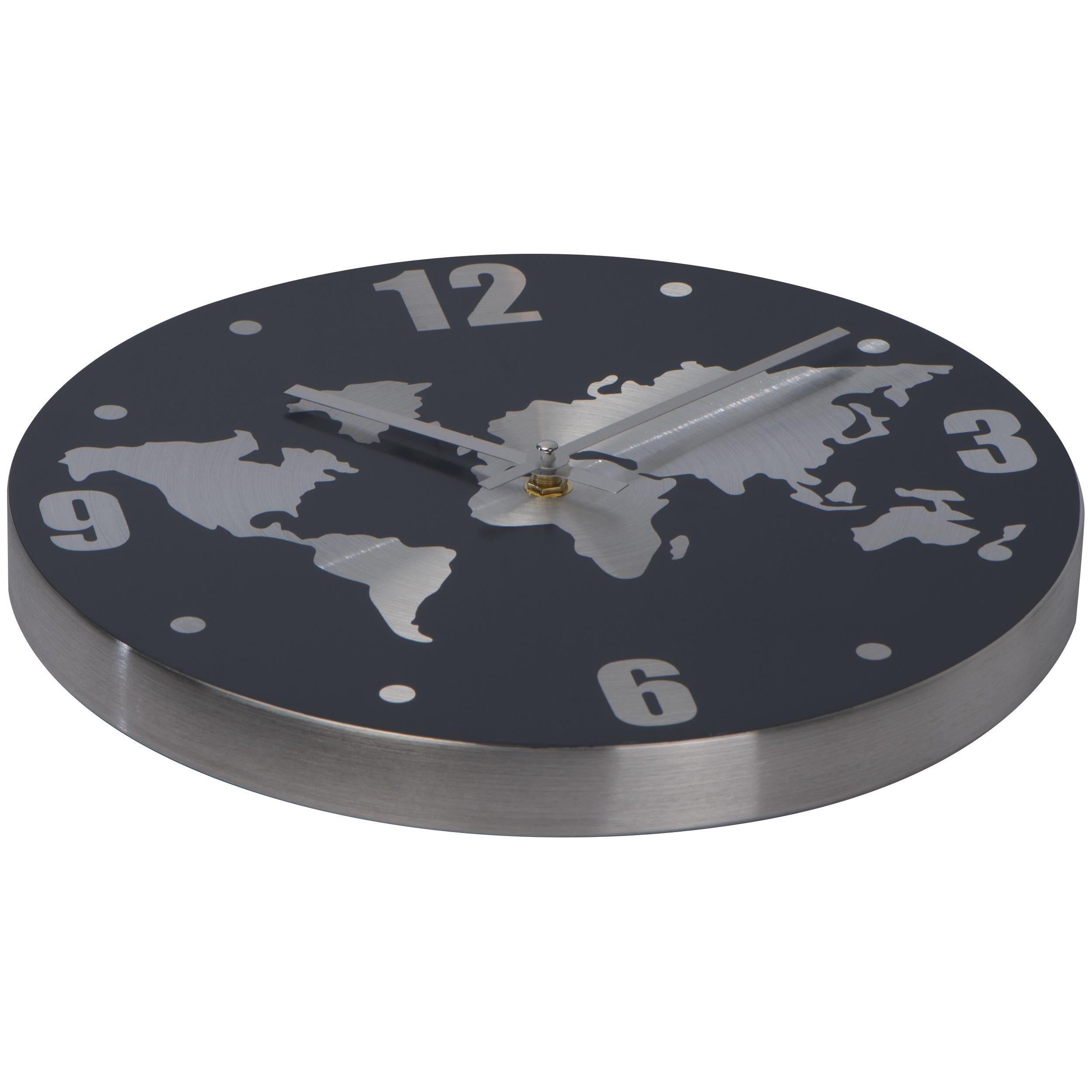 Wanduhr aus Aluminium mit Weltkarte BALTASAR