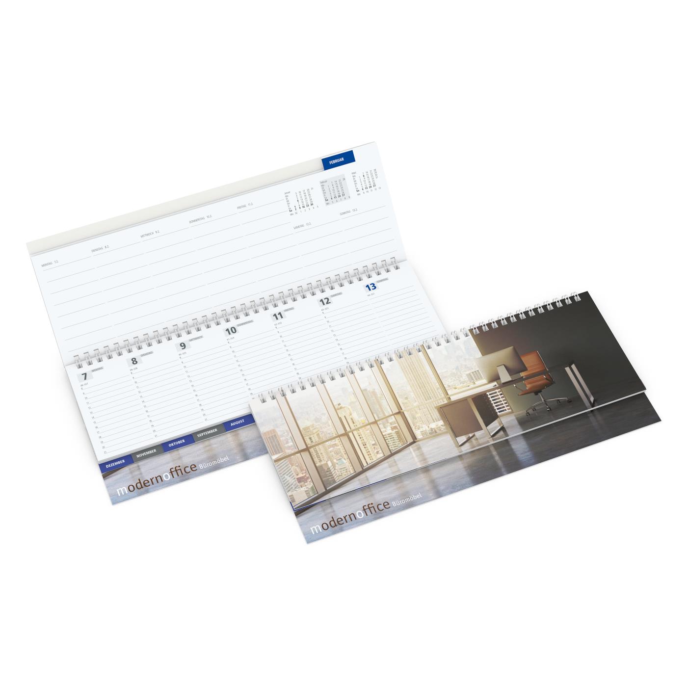 Tisch-Querkalender Master Monatsregister EXPRESS 1 Woche = 2 Seiten 8–21 Uhr