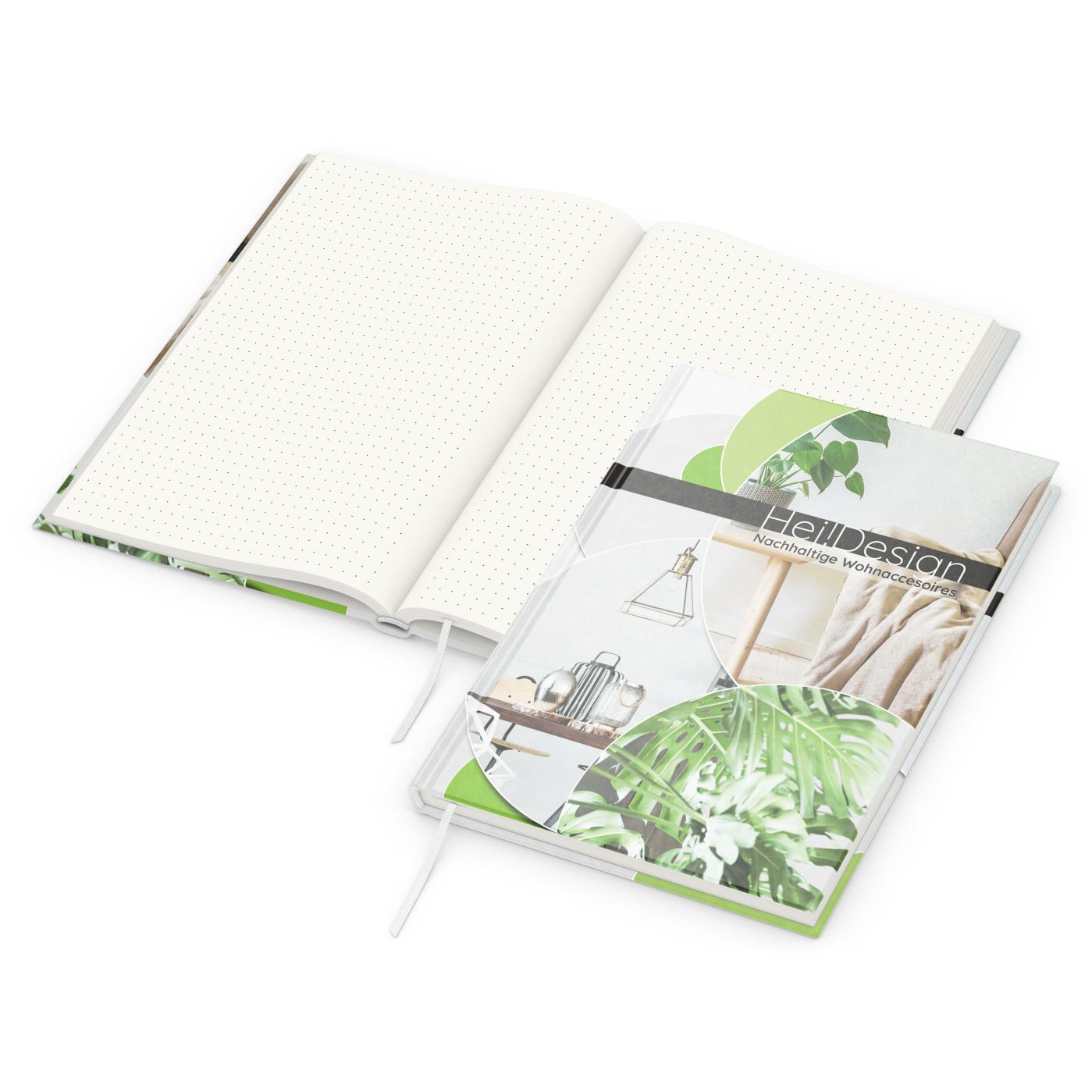 Notizbuch Note-Book Recycling-Inhaltspapier Ecken spitz Hardcover individuell