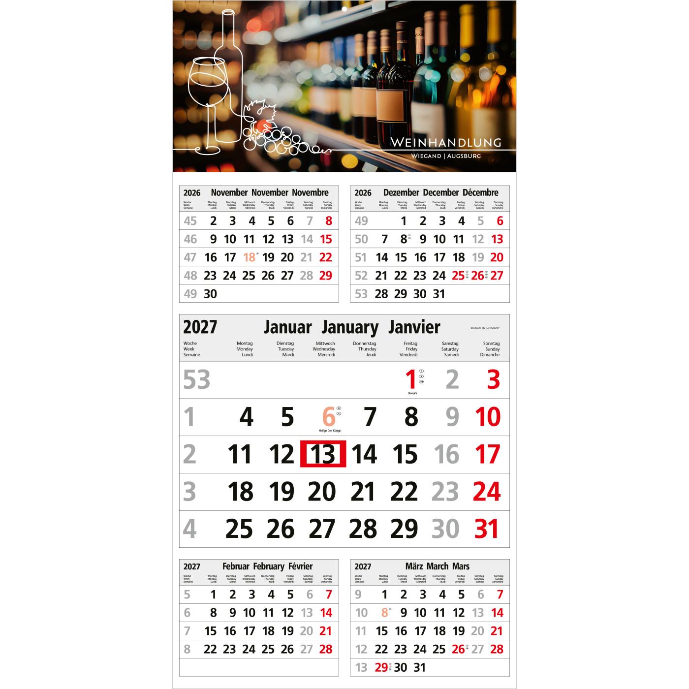 5-Monatskalender Einblatt Commerce 5 Post A postoptimiert