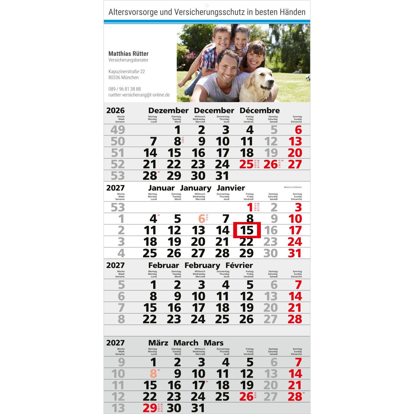 4-Monatskalender Einblatt Mega 4 Post A postoptimiert