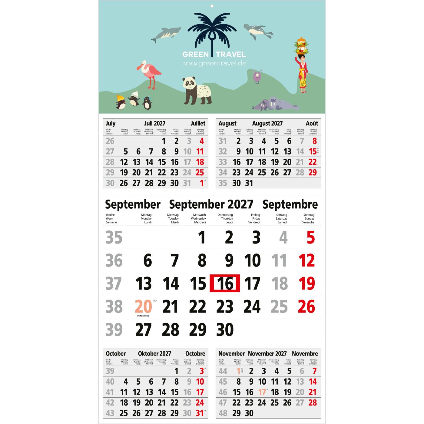5-Monatskalender Einblatt Budget 5 großer laufender Monat