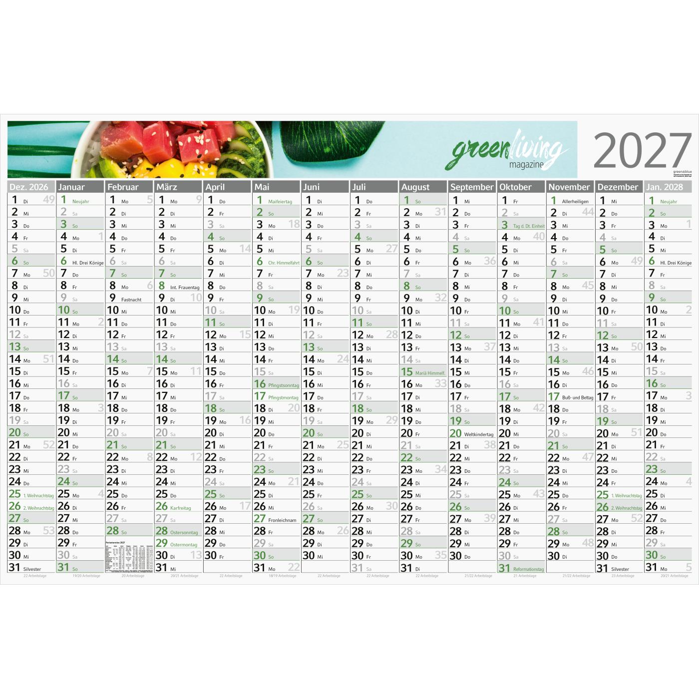 Wandplaner Horizont Recyclingkarton 980 × 660 mm Dez. Vorjahr – Jan. Folgejahr