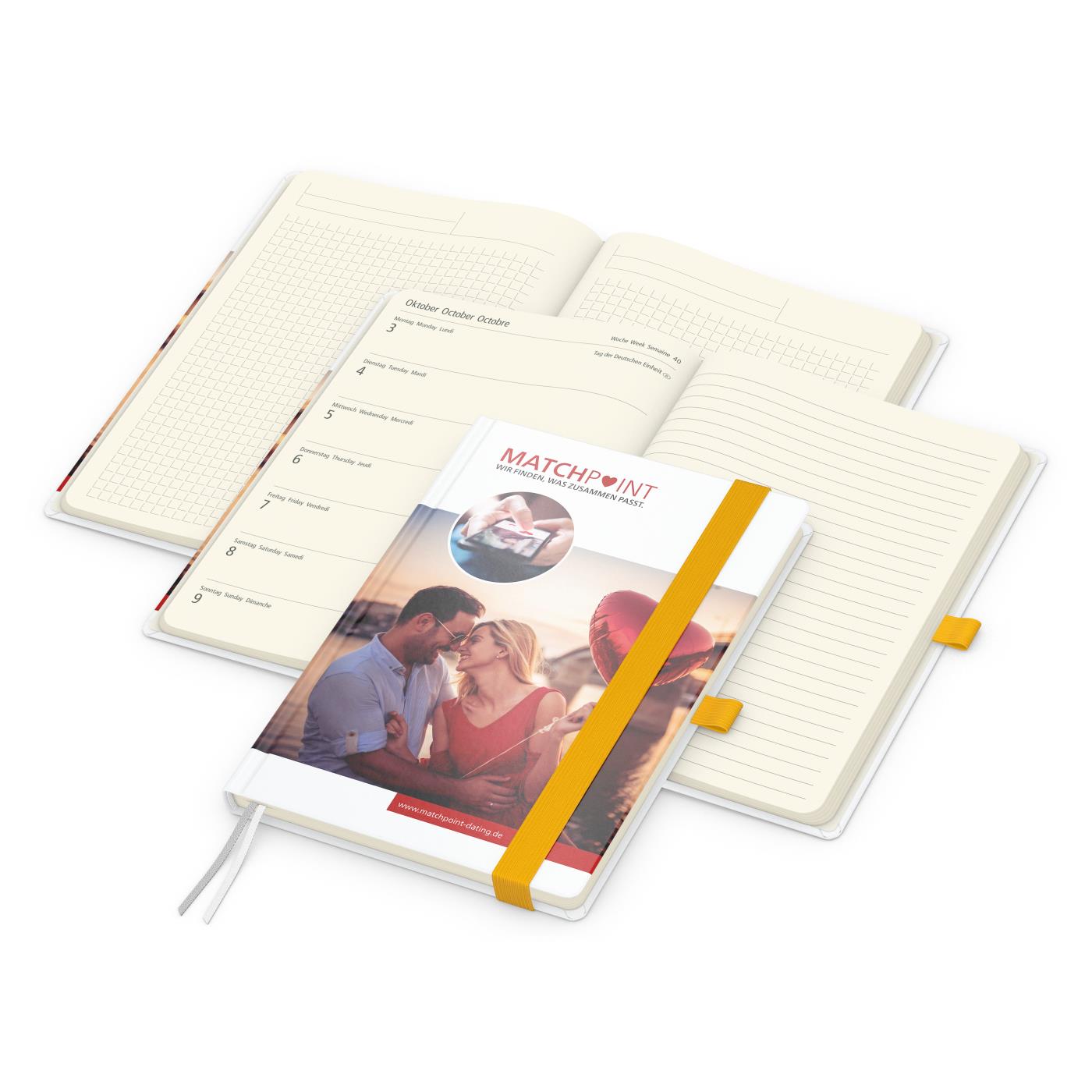 Wochenkalender links + Notizen rechts Match-Hybrid Papier-Hardcover A5