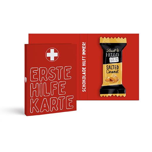 Lindt HELLO Mini Stick in Werbeklappkarte