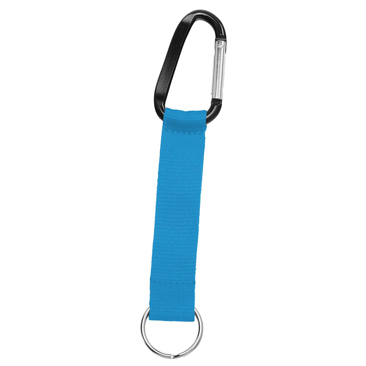 Grundfarbe Pastellblau (ca. Pantone PCC), Karabiner schwarz