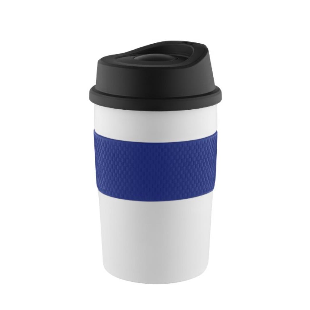 Metmaxx® Thermobecher ´CremaCoffeeHouse´ weiß/Ring blau