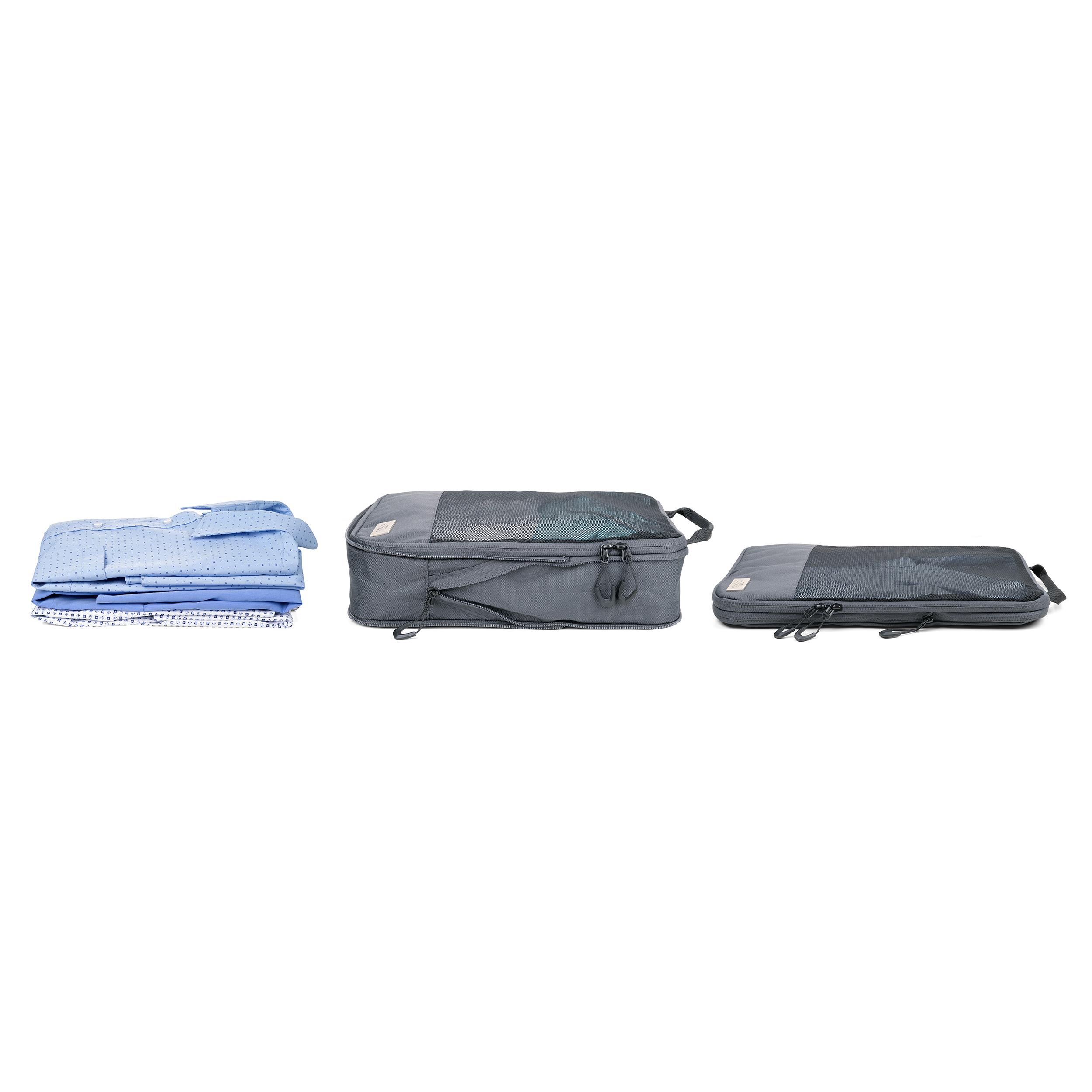 TROIKA Reise-Kompressionstaschen Set BLUE CYCLE PACKING CUBES