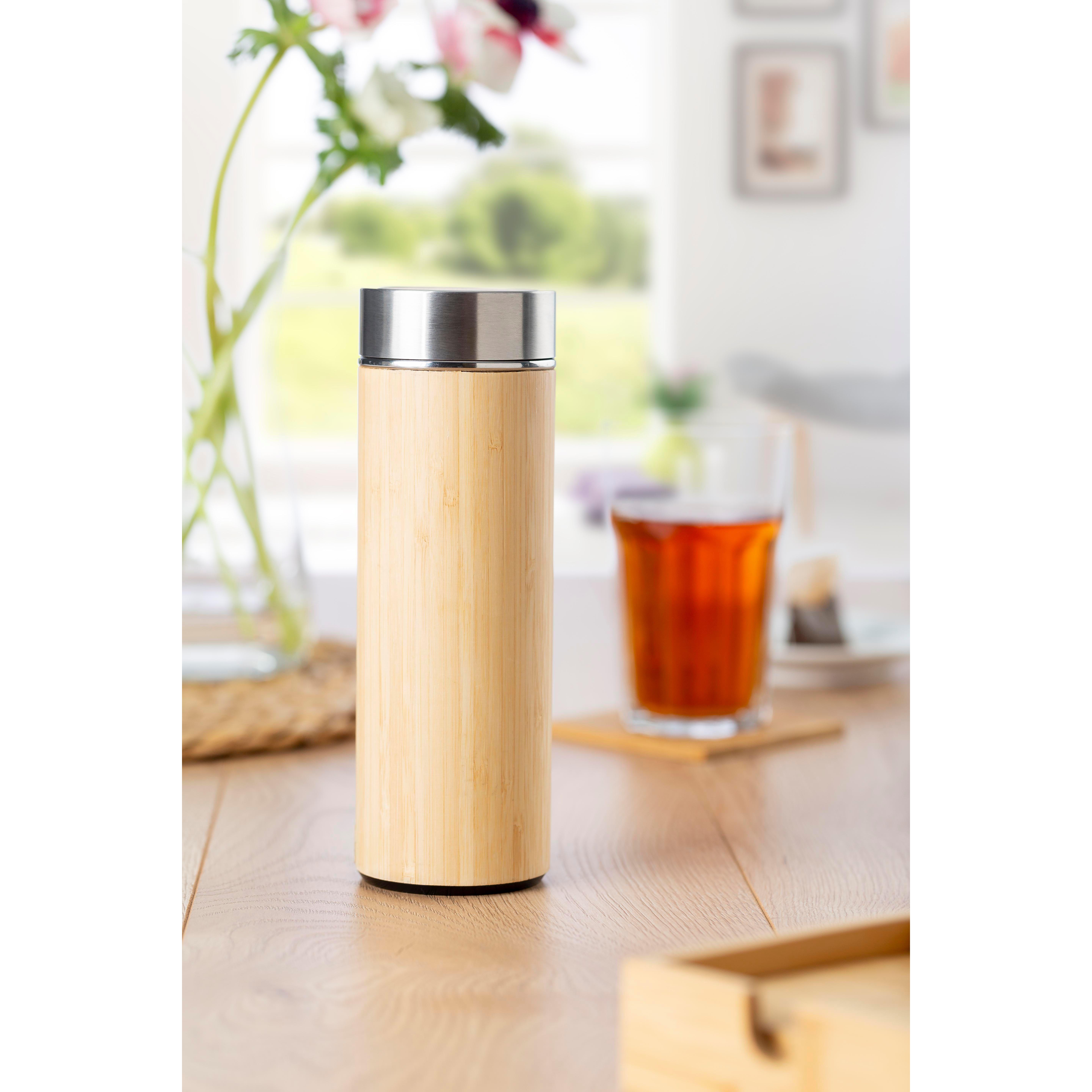 Trinkflasche Yara | Edelstahl und Bambus | 420 ml | Tee-Ei