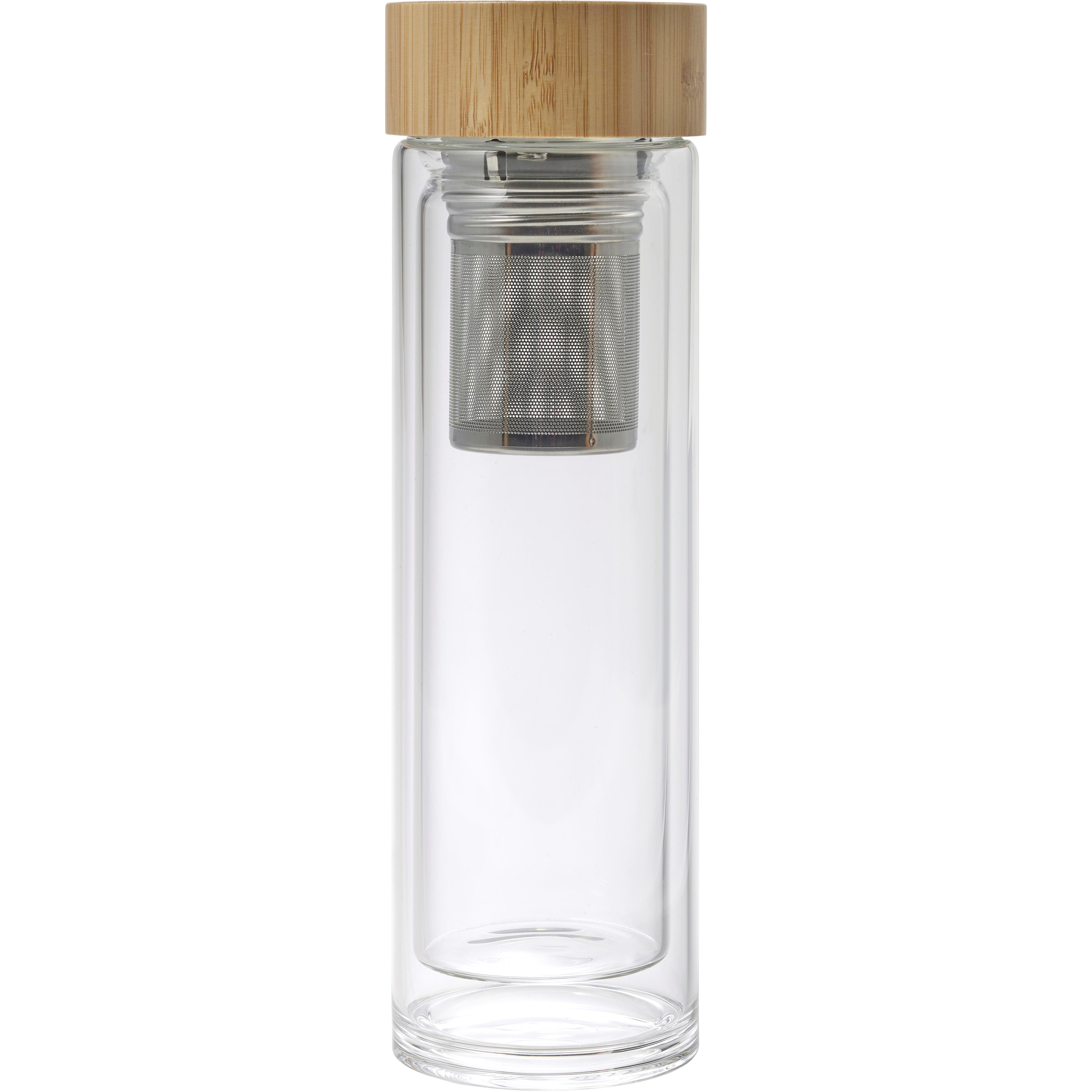 Trinkflasche Vicente | Glas | Bambusdeckel | 420 ml