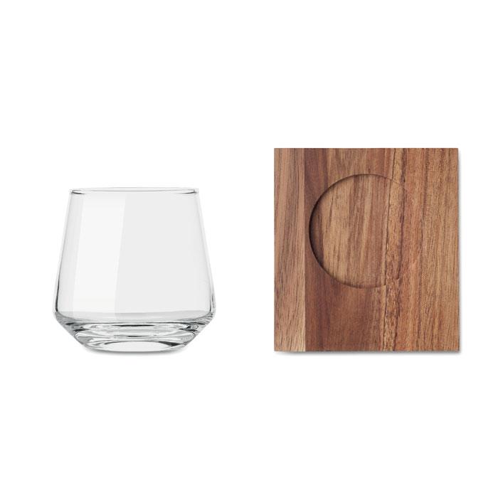 Glas mit Untersetzer