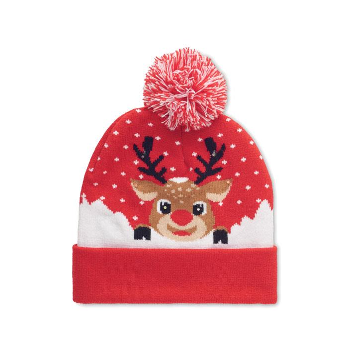Weihnachtliche Strickmütze LED