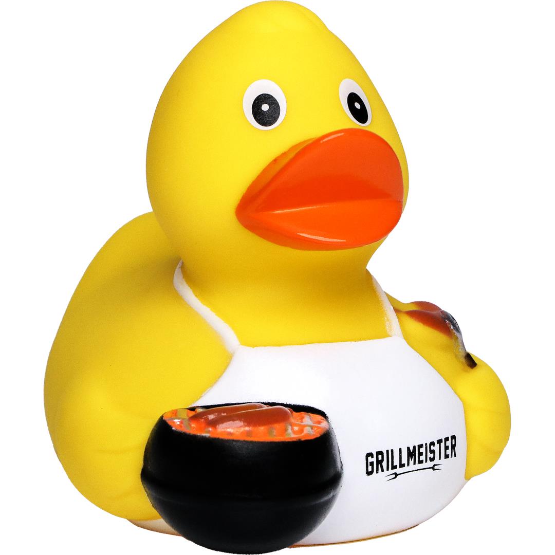 Quietsche-Ente Grillmeister mit Slogan Grillmeister