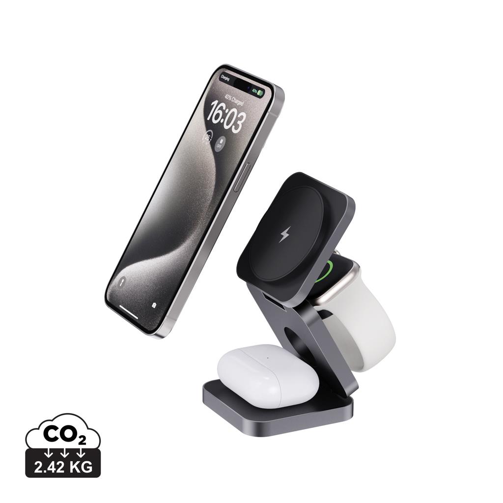 Terra faltbares 3-in-1 15W Charger aus RCS rec. Aluminium