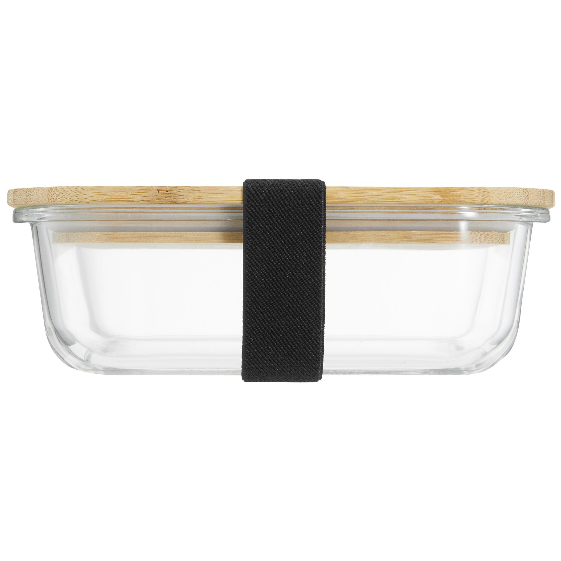Hitzebeständige Glas-Lunchbox mit Bambusdeckel, Dichtung und 640 ml Volumen
