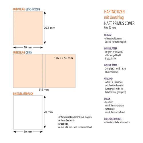 Haftnotizen mit Umschlag 50 x 70 mm, 4-farbig bedruckt