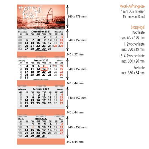 4-Monats Faltkalender ´Quatrus-Deluxe Ring-Wire´