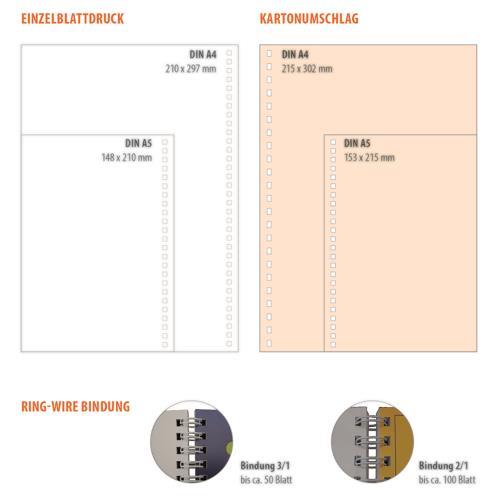 Schreibblock DIN A4 mit Hardcover Ring Wire, 75 Blatt