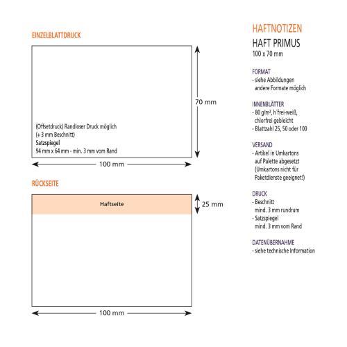 Haftnotizen 100 x 70 mm, 4-farbig bedruckt