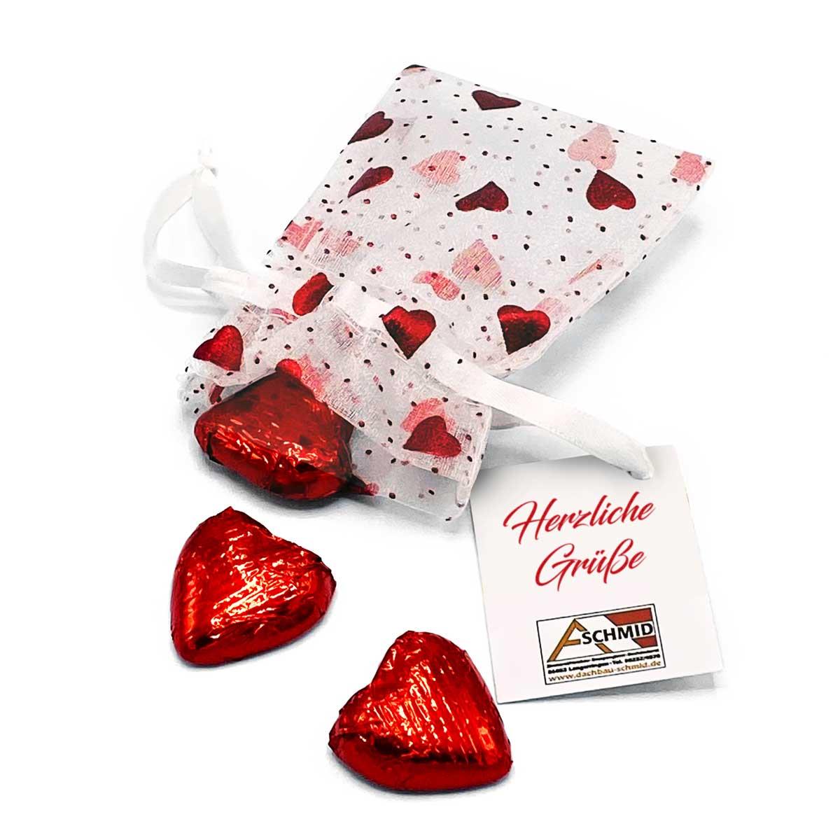 Organzasäckchen ´Heart´, mit Karte