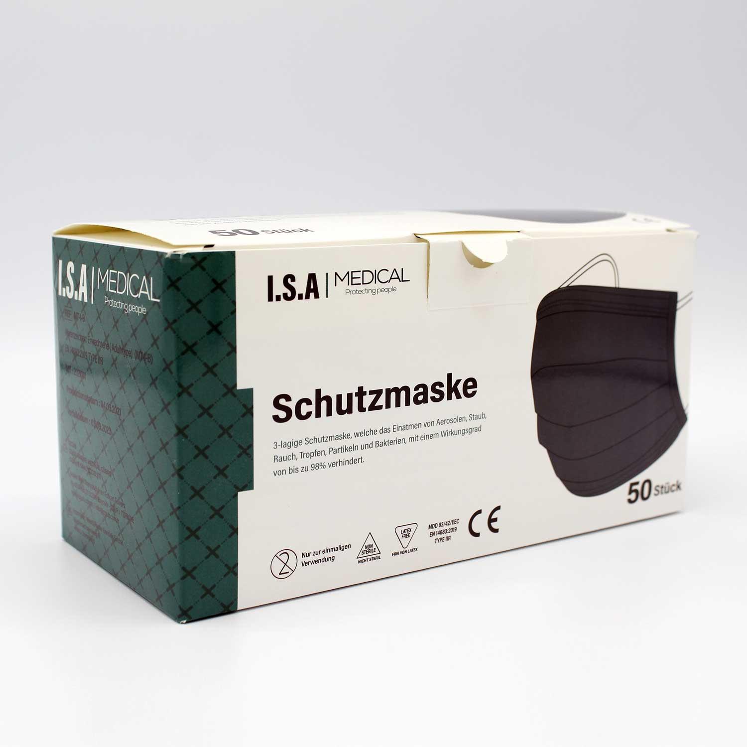 Medizinische 3-lagige schwarze Mundmaske EN14683 | sofort lieferbar