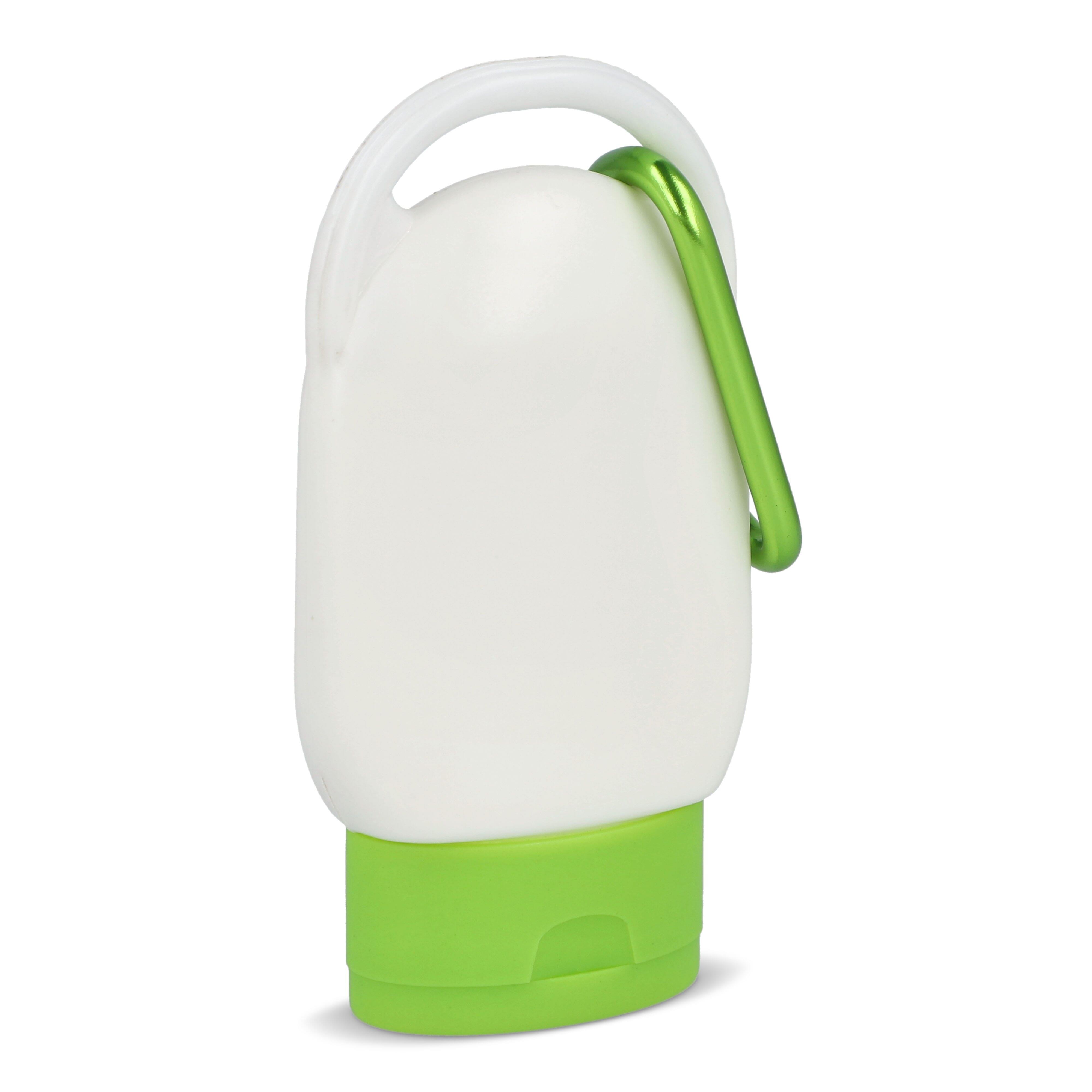 Sonnenschutzlotion mit Karabiner SPF30 aus recyceltem Material