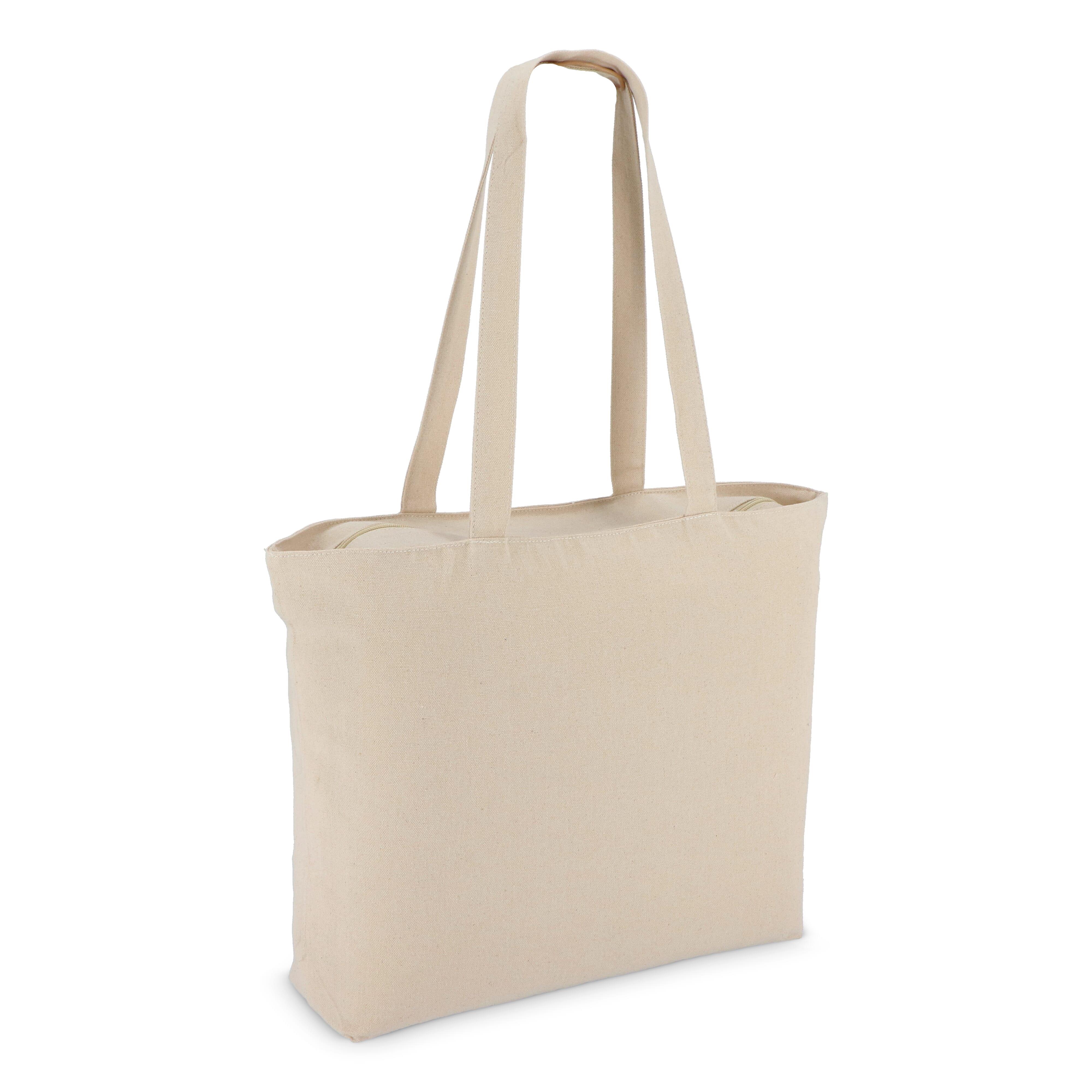 Baumwoll-Tragetasche mit Reißverschluss OEKO-TEX® 47 x 11 x 35cm 320g/m²