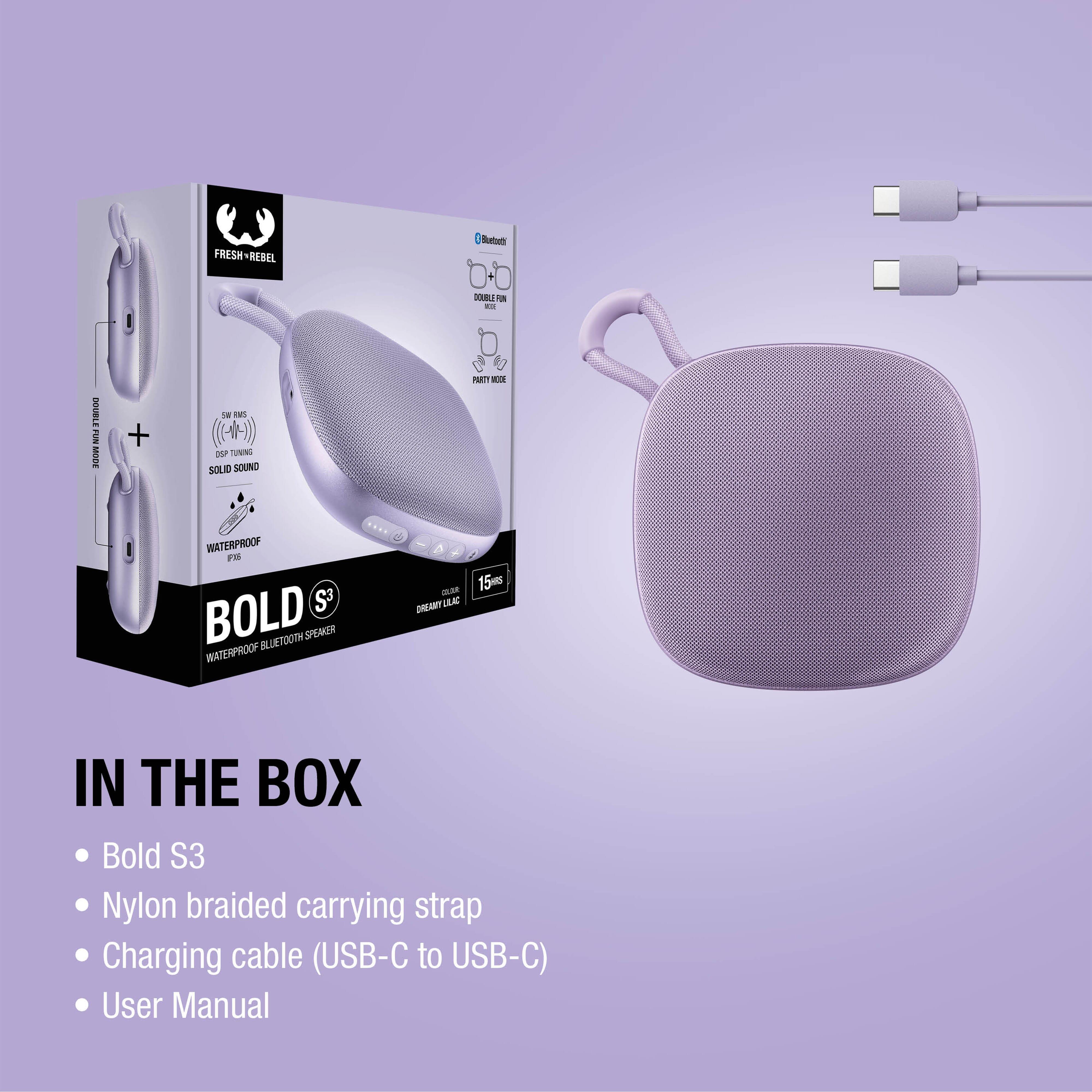 Fresh n Rebel Bold S3 wasserdichter Bluetooth-Lautsprecher