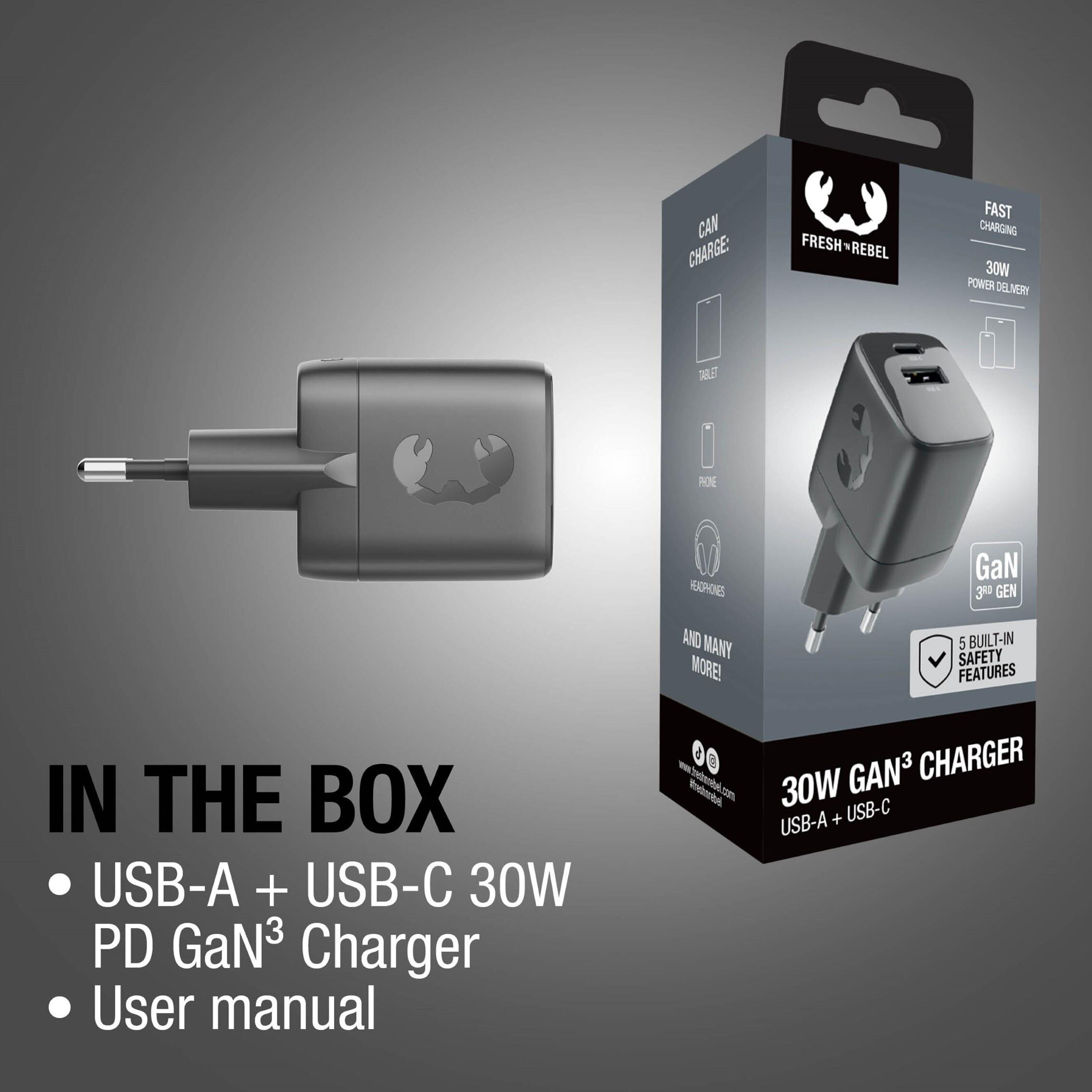 Fresh ´n Rebel 30W Schnellladegerät GaN USB-C & USB-A