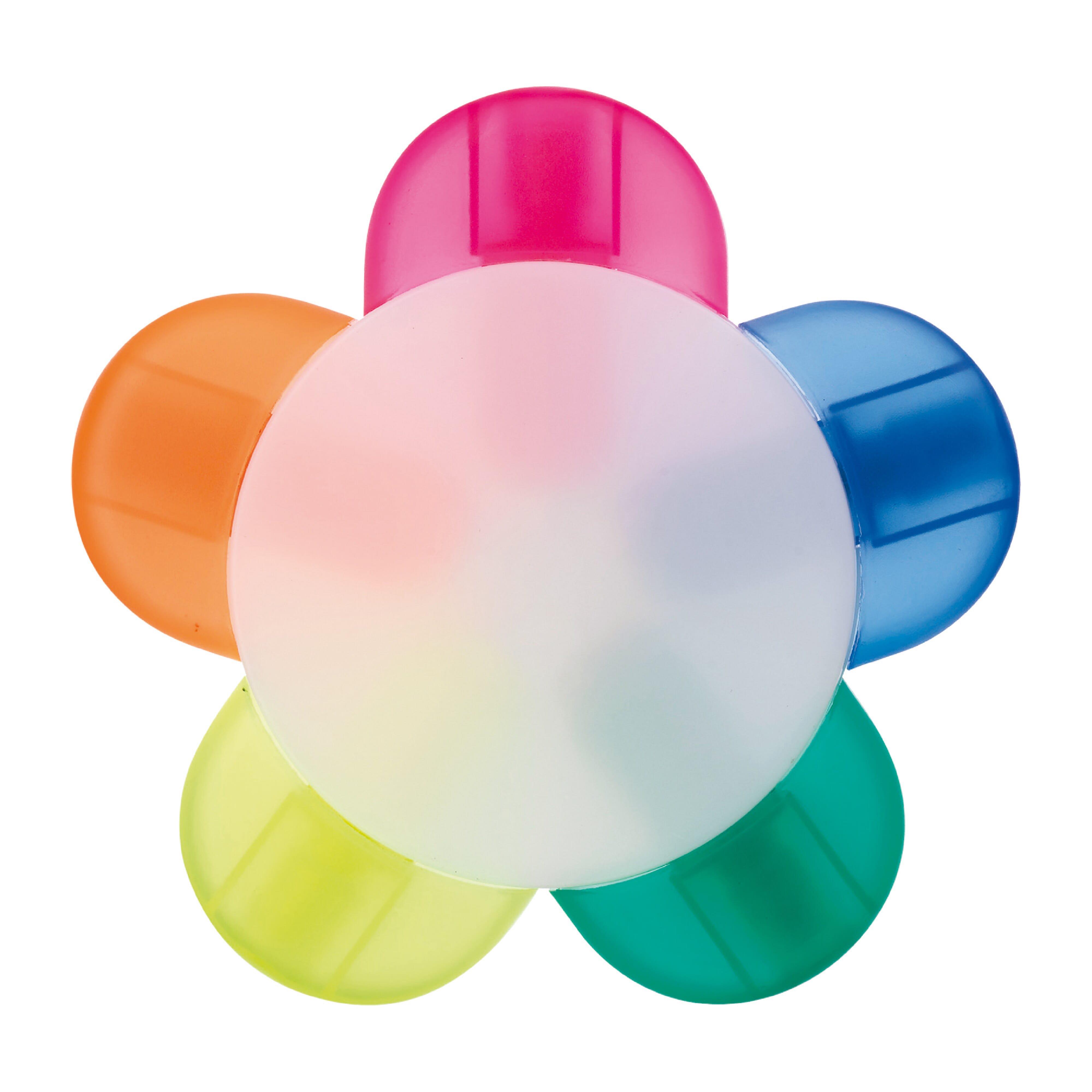 Textmarker Blume mit 5 Farben