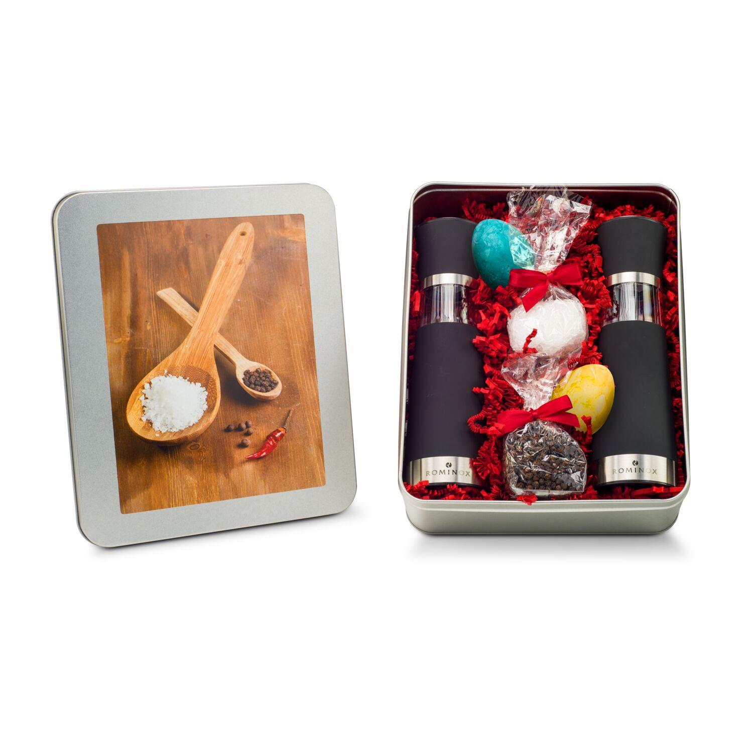 Geschenkset / Präsenteset: Oster-Salz- & Pfeffermühlen - in Silberdose