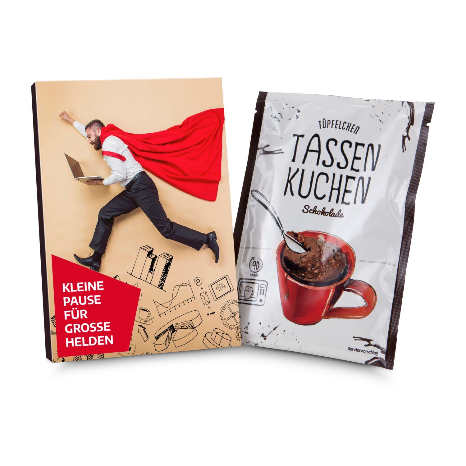 Geschenkartikel: Tassenkuchen 70 g, Pause für große Bürohelden