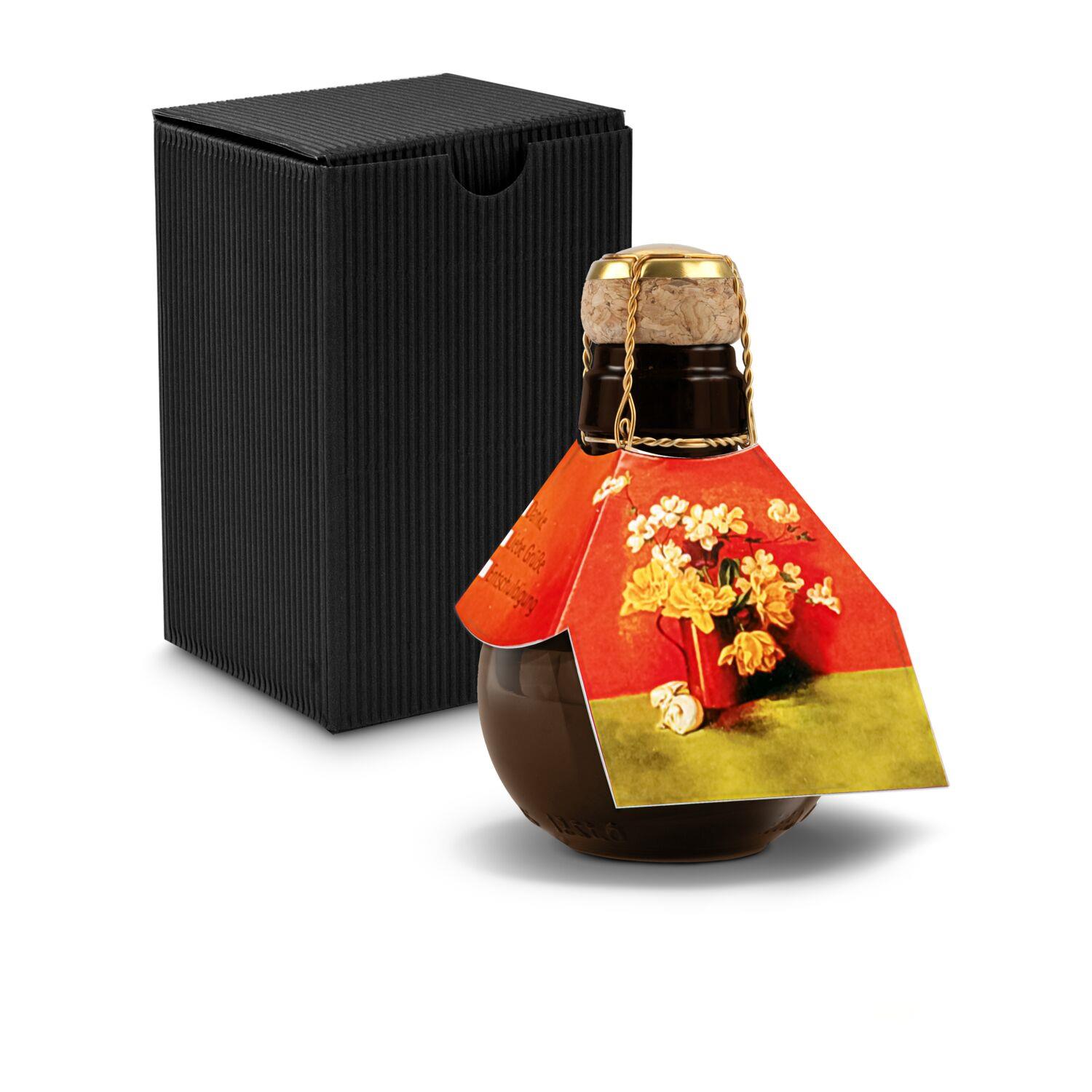 Origineller Sekt Blumengesteck - Karton Schwarz, 125 ml