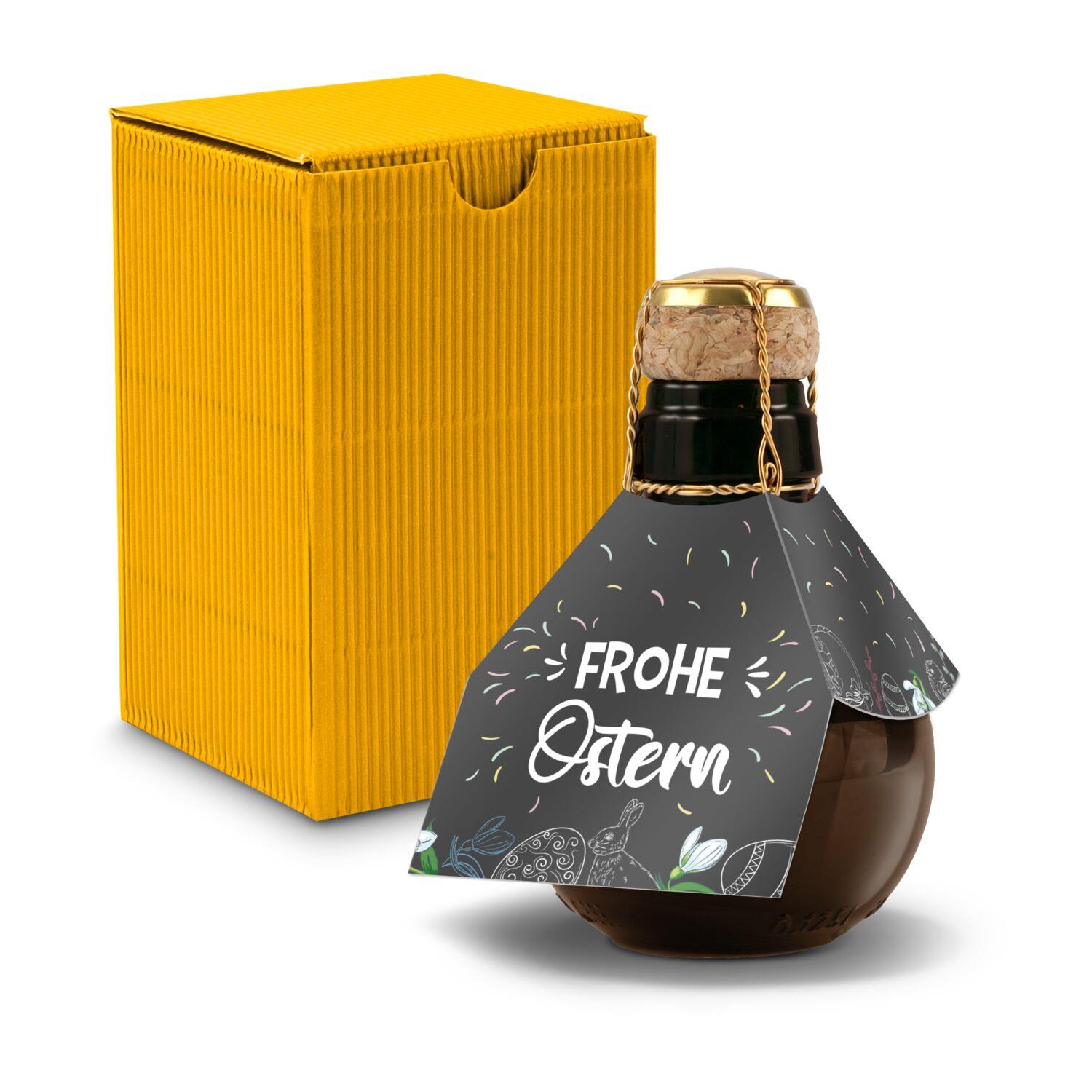 Origineller Sekt Frohe Ostern - Karton Gelb, 125 ml