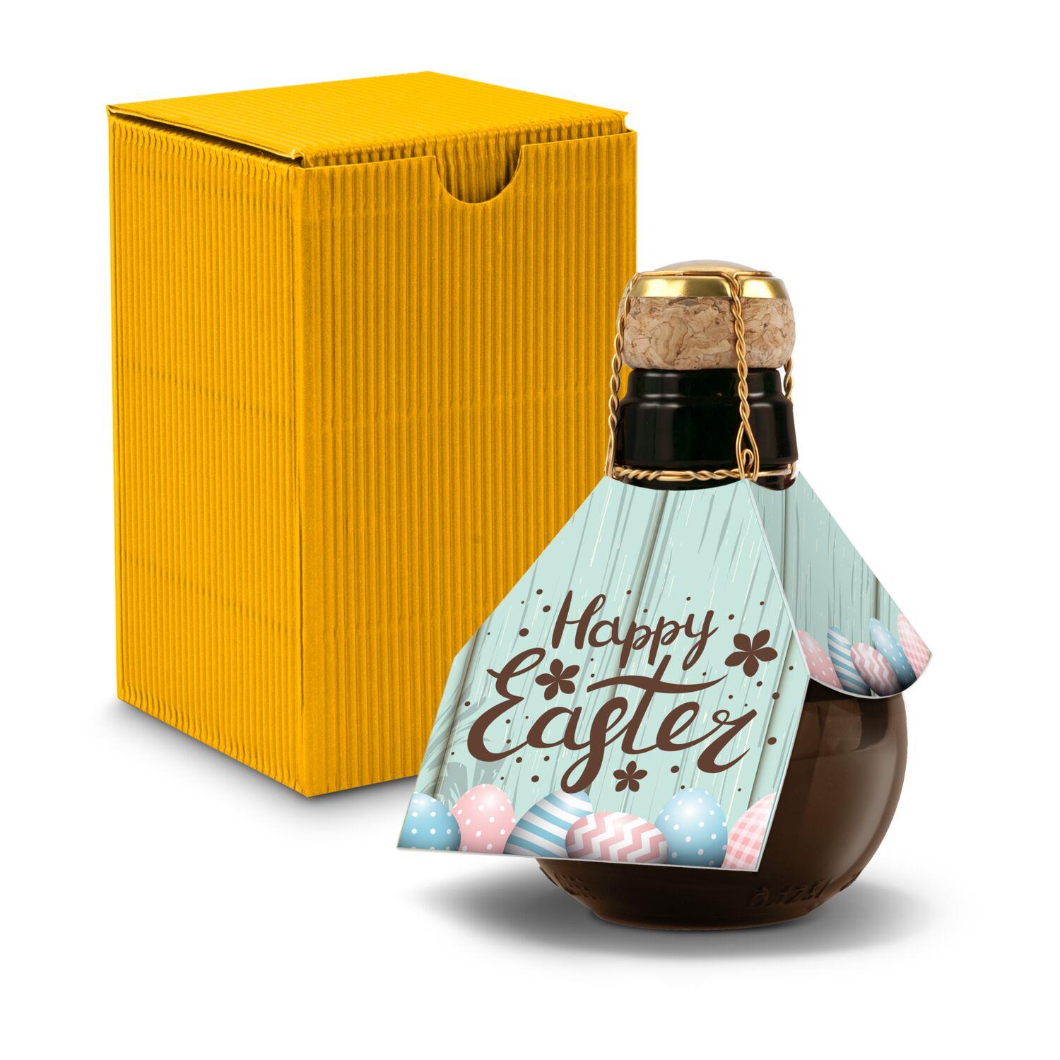 Origineller Sekt Happy Easter - Karton Gelb, 125 ml