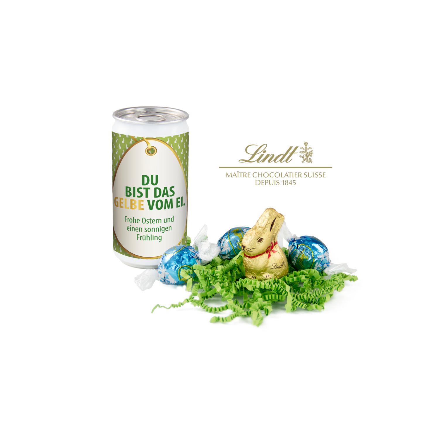 Geschenkartikel / Präsentartikel: Lindt-Oster-Überraschung - Etikett Du bist das Gelbe vom Ei