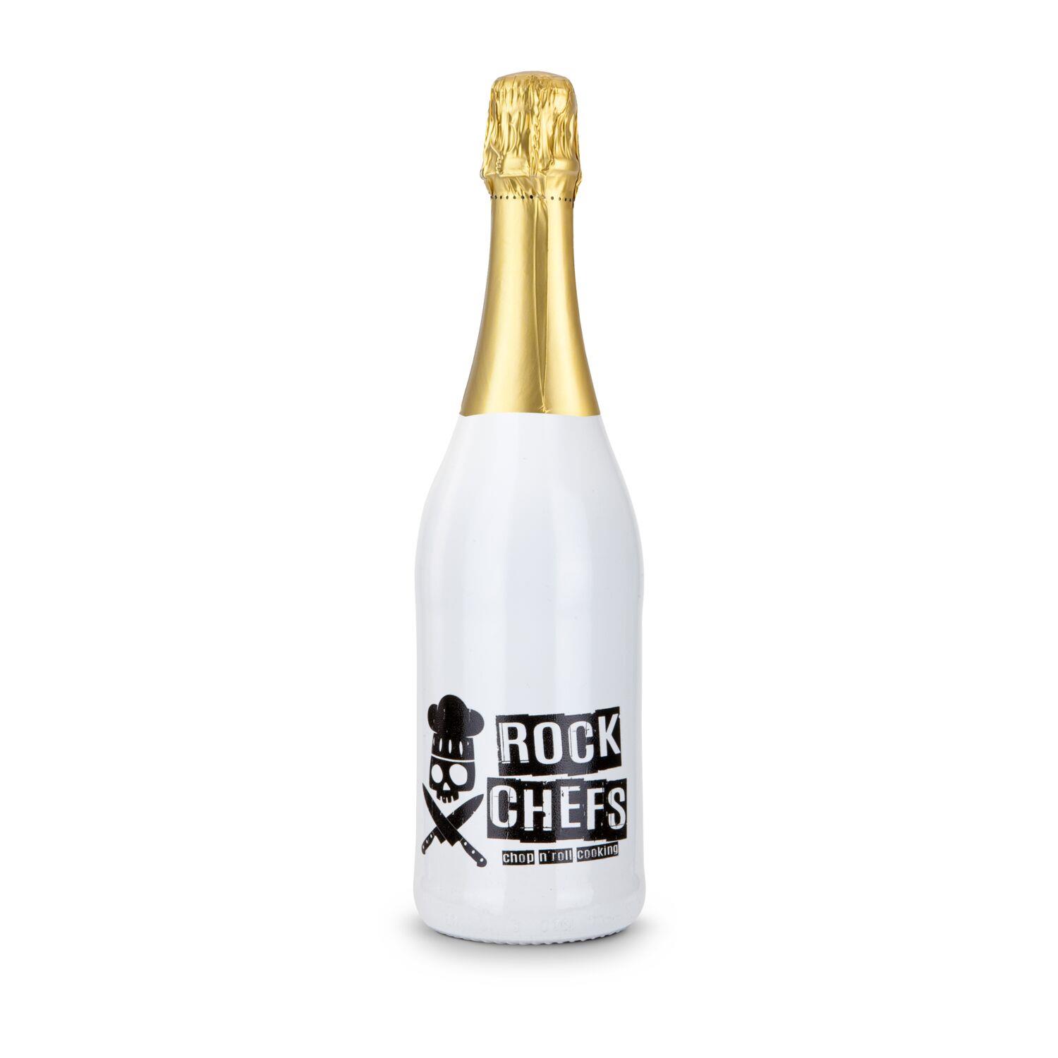 Sekt Cuvée - Flasche weiß-lackiert - Kapsel gold, 0,75 l