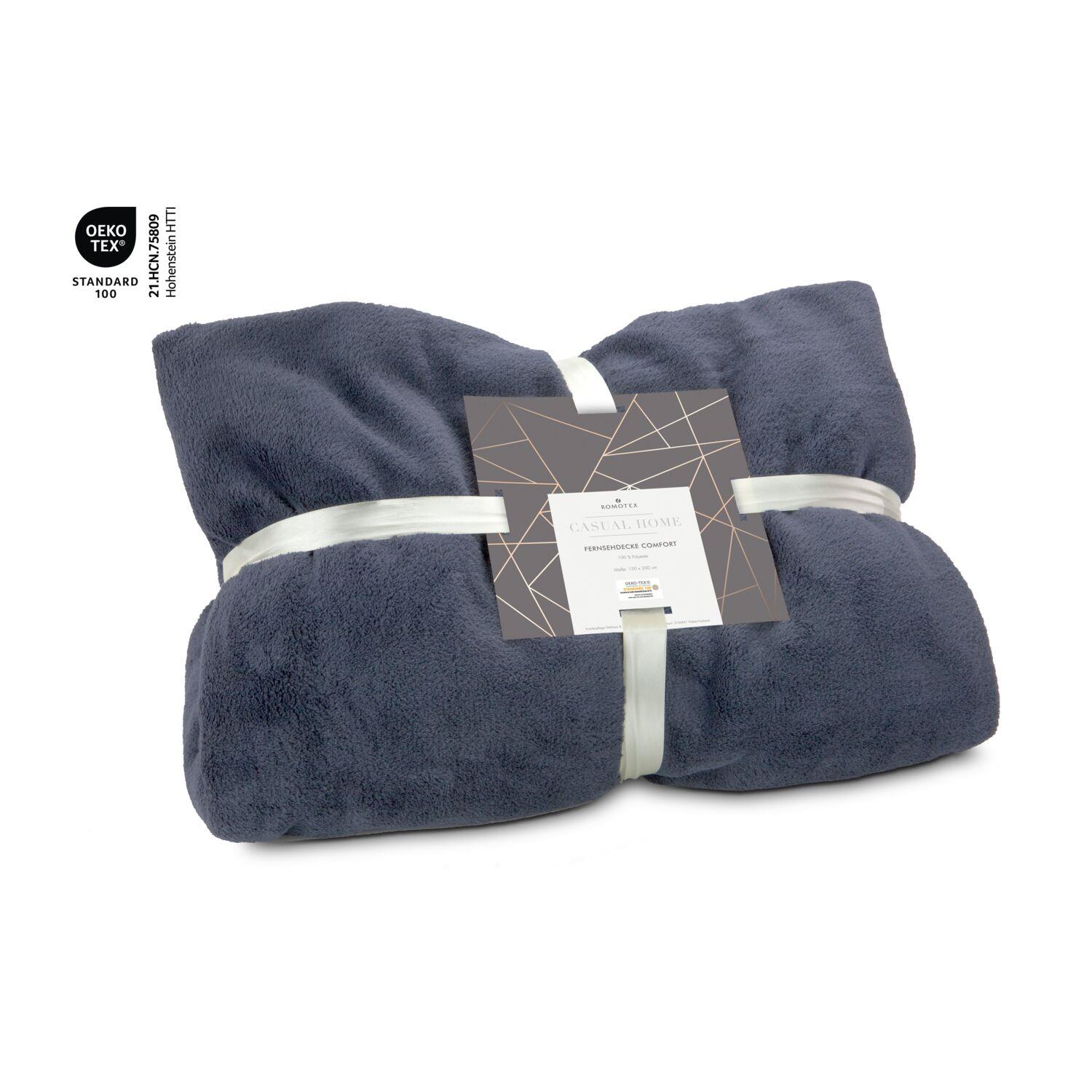Fernsehdecke Comfort - Schieferblau - 150 x 200 cm, 230 g/m²